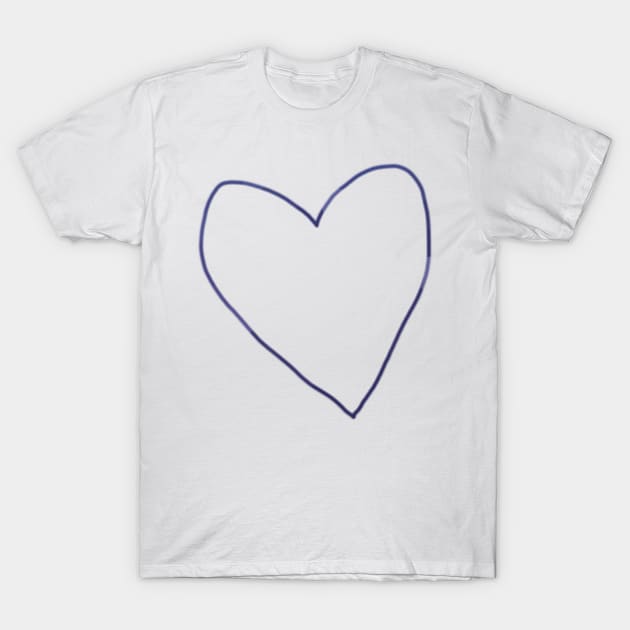 Blue Heart Line Drawing T-Shirt by ellenhenryart